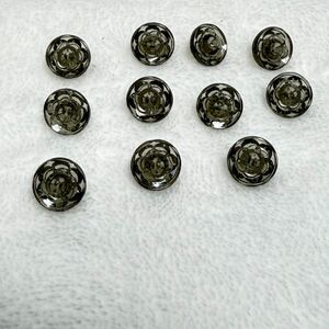 Vintage Smoky Gray Glass Buttons Lot 11 Floral Faceted Shank Sewing Craft